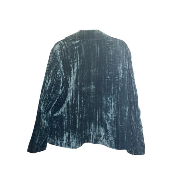 Chicos Size 2 Blue Velvet Boswell Blazer Jacket Silk Blend Unique Buttons #5611 - Picture 5 of 11